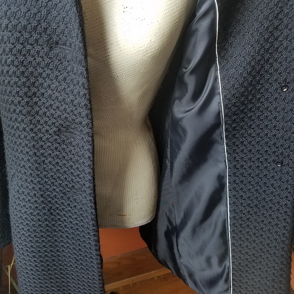Ann Taylor Black Wool Textured Winter Coat Dressy - Picture 5 of 7